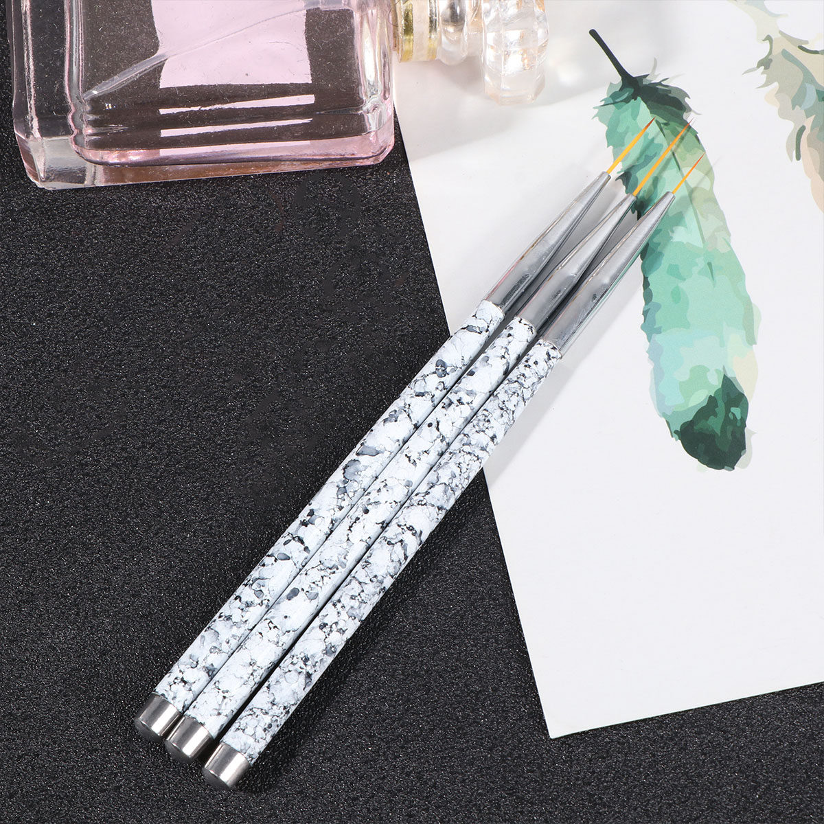 3Pcs Set Kuas Liner Nail Art d - Brush Bristle Set ulasan dan harga